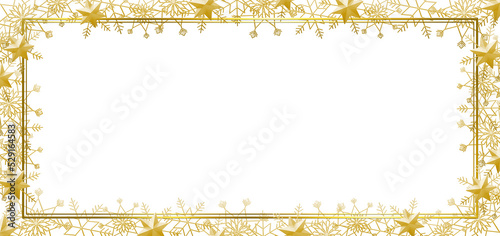 雪の結晶　フレーム　ゴールド