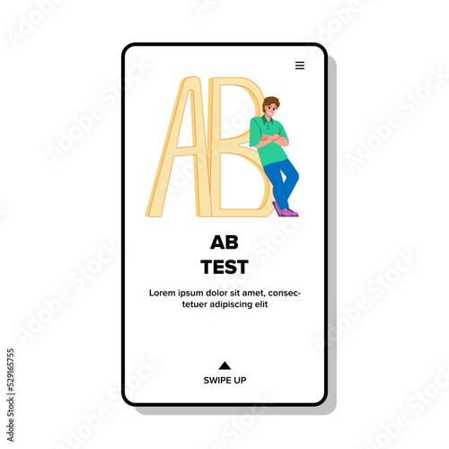 ab test vector. split hypothesis, traffic web, optimization comparison, business data research ab test character. people flat cartoon illustration