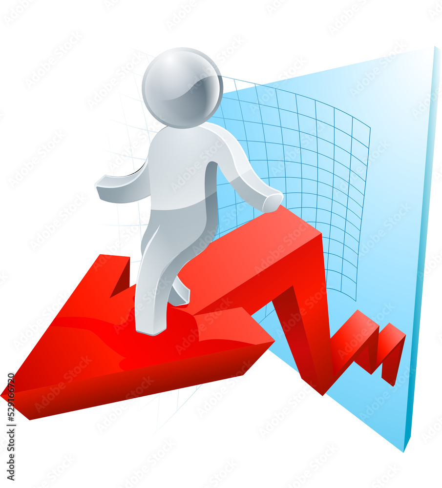 Silver man business chart arrow concept of a businessman riding a chart or graph arrow showing growth Silver man business chart arrow concept of a businessman riding a chart or graph arrow showing growth
