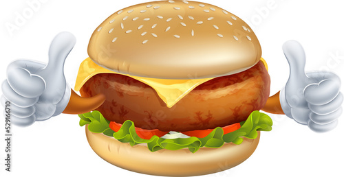 Cartoon burger mascot