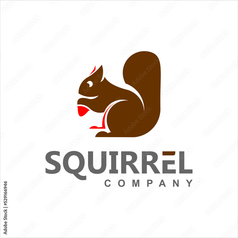 Simple animal logo design with squirrel silhouette Simple animal logo design with squirrel silhouette
