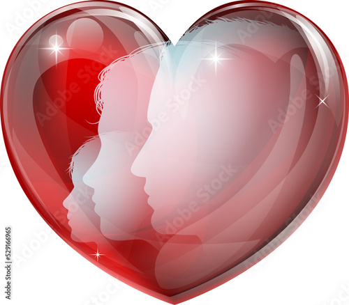 Heart family silhouettes