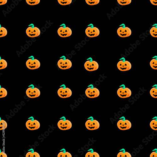 seamless pattern. funny pumpkins on black background