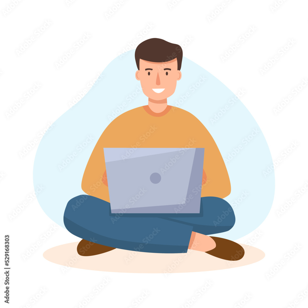 Man using laptop - freelance concept Man using laptop - freelance concept