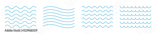 Vector water waves. Set of wavy zigzag lines. Vector zigzag lines and waves, wavy pattern. Black curved lines pattern in abstract style. Vector illustration