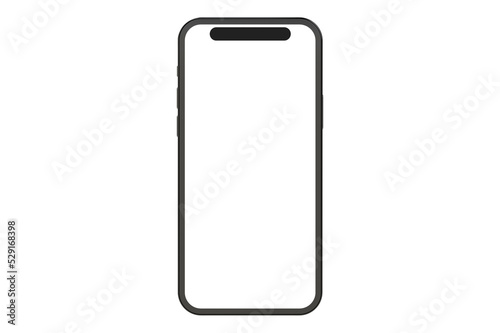 Mock-up smart phone screen 3D rendering on the white background