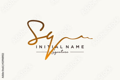 Initial SQ signature logo template vector. Hand drawn Calligraphy lettering Vector illustration. photo