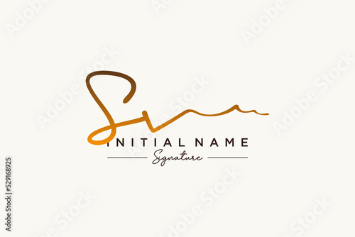 Initial SV signature logo template vector. Hand drawn Calligraphy lettering Vector illustration.