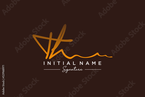 Initial TH signature logo template vector. Hand drawn Calligraphy lettering Vector illustration.