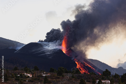 The Tajogaite volcano erupted on September 19, 2021 on the island of La Palma, Canary Islands. photo