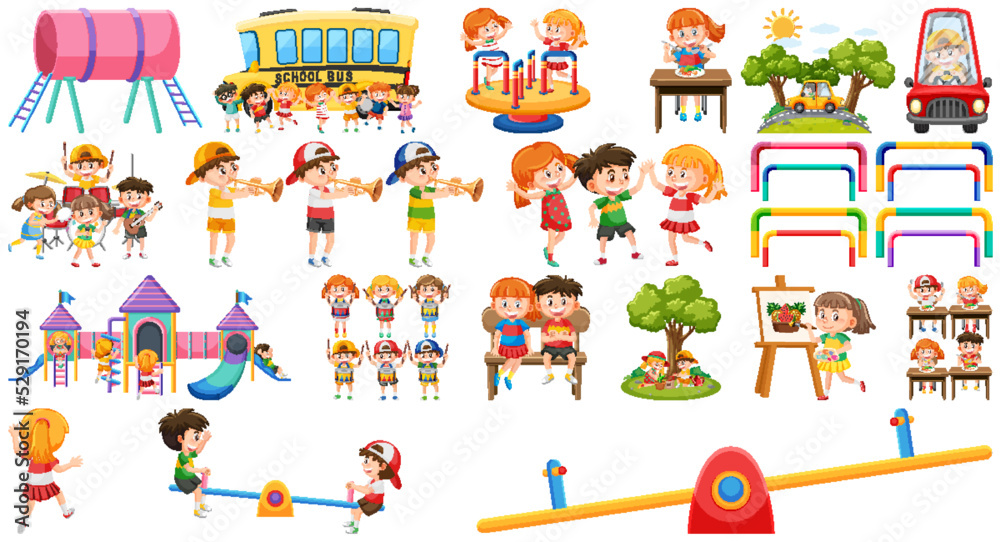 Obraz premium Set of children doing different activities