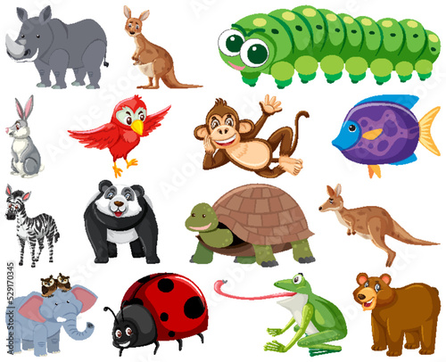 Fototapeta Naklejka Na Ścianę i Meble -  Set of various animals cartoon