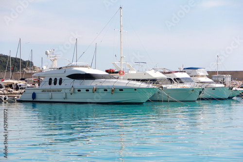 Canvastavla pleasure boat for traveling in the seaport of the Mediterranean sea