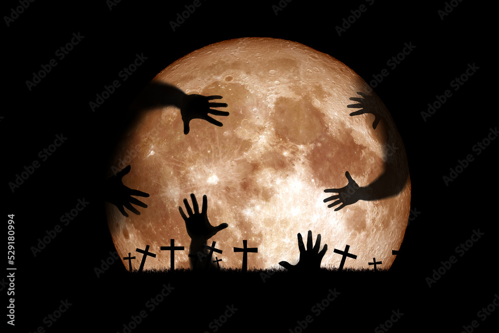 Halloween festival idea. Ghost of a dead tree with the moon in the background.