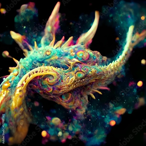 diversity of fractal realms  3D illustration  or  3D rendering   selective focus   colorful 