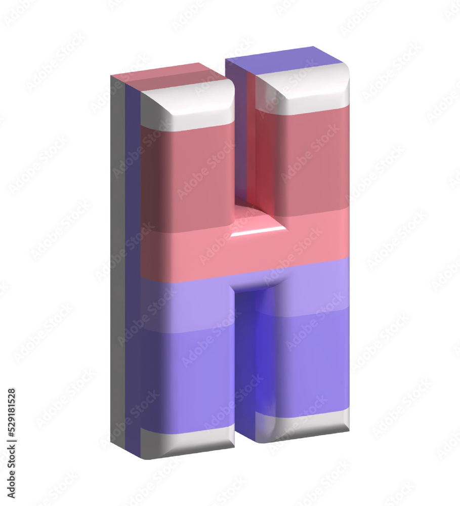 Letter H Round Bevel Shape 3D Render Letter H Round Bevel Shape 3D Render