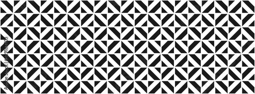Modern geometric pattern banner background design vector. Black white mosaic tile wallpaper.