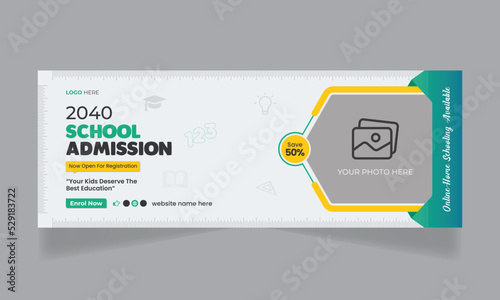 School admission social media facebook cover and web banner template