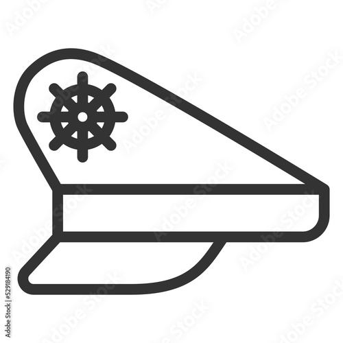 Captain's cap - icon, illustration on white background, outline style