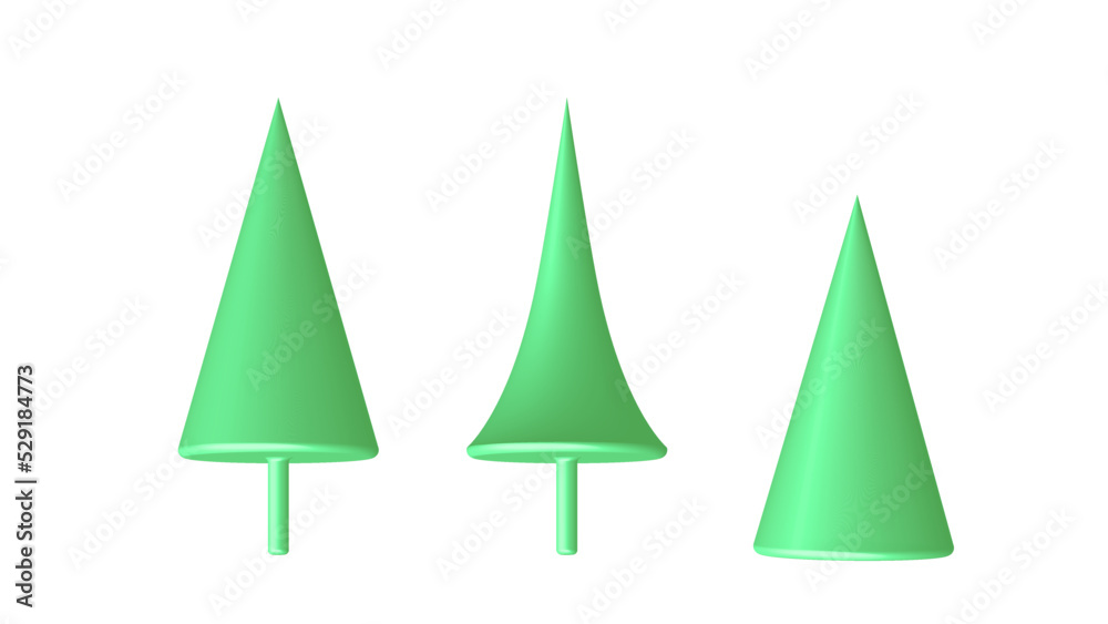 Fototapeta premium 3d image of Christmas trees. Vector drawing, set for design.