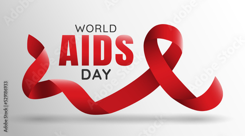 World AIDS day Banner with Realistic Red Ribbon