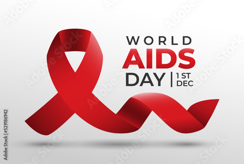 World AIDS day Banner. Realistic Red Ribbon