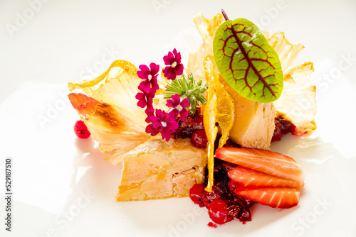 Foie gras on a white plate