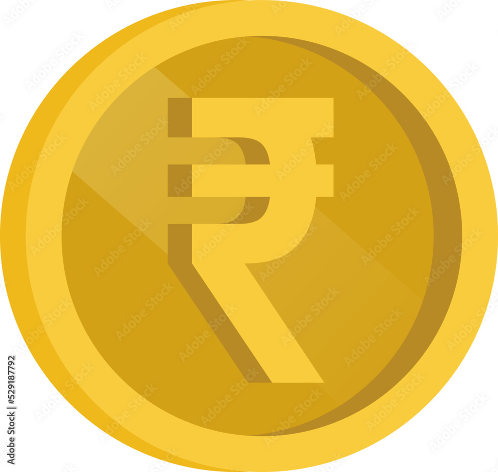 Shiny India Rupee Gold Coin Vector Illustration Shiny India Rupee Gold Coin Vector Illustration
