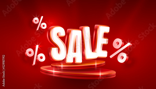 Podium percentage, flyer event product. sale off banner. Vector