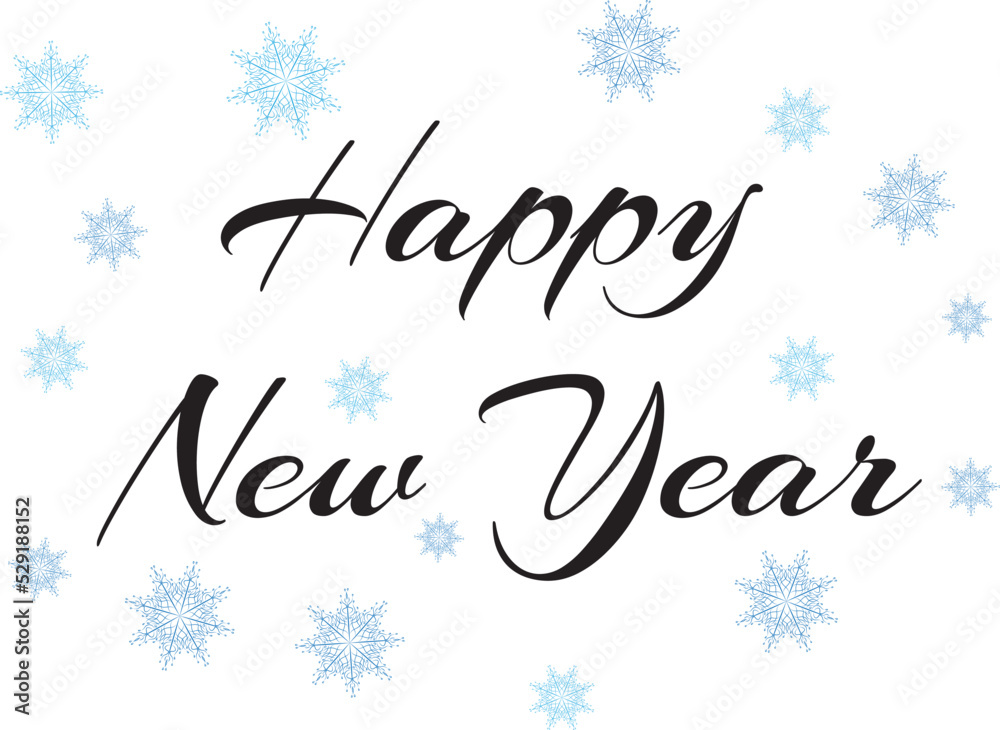 Lettering Happy New Year. Lettering. Snowflakes. High quality vector illustration.