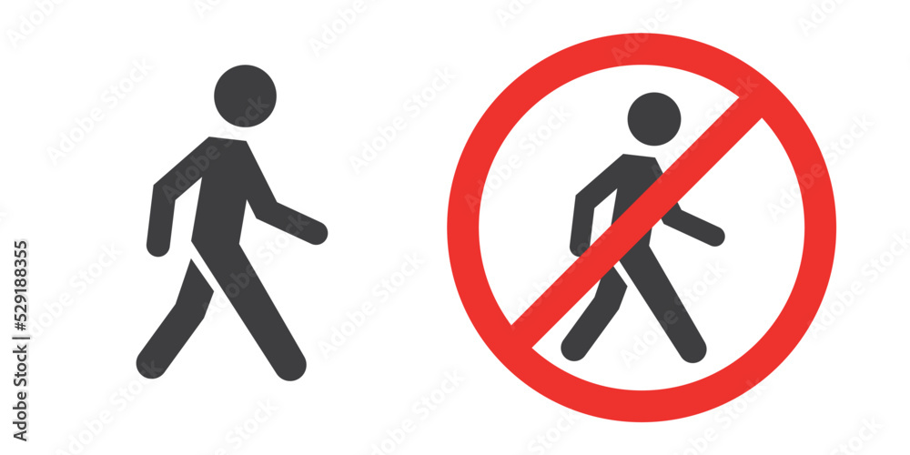 Walking man icon. People stop walk sign on white background Walking man icon. People stop walk sign on white background