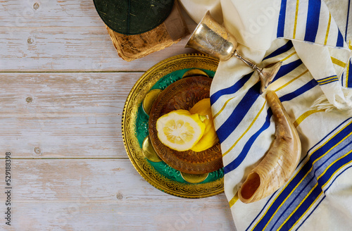 There is Jewish holiday of Sukkot of the etrog is an essential part feast Tabernacles photo