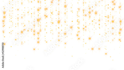 PNG 4K golden shiny hearts and stars luxury design element, love and valentine romantic hearts