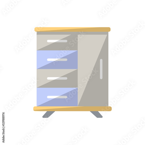 Table with drawers isolated icon in flat style. Bathroom furniture element, house interior decoration vector illustration.