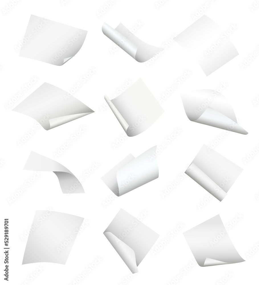 Sheets of white flying papers in the air isolated on transparent background Sheets of white flying papers in the air isolated on transparent background
