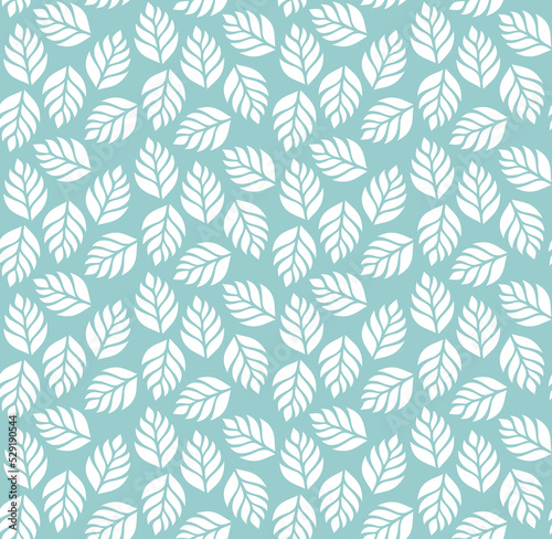 Vector Seamless pattern. Leaves on green background
