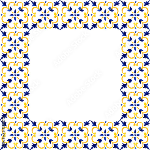 Square Portuguese Azulejos Tile Frame Border photo