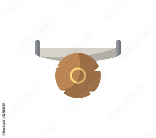 Hand saw icon in flat style. Joinery workshop product and equipment, sawmill element, woodwork tool vector illustration.