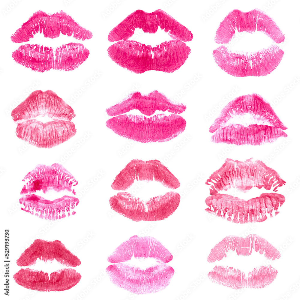 Obraz premium set of female lips. natural lipstick.