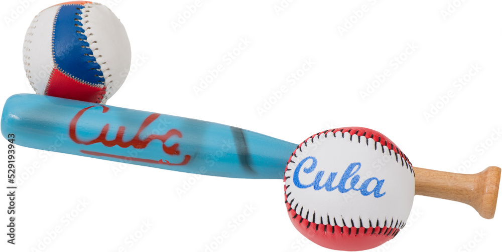 Baseballschläger mit Aufschrift Kuba als Freisteller png auf Transparenten Hintergrund freigestellt