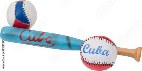 Baseballschläger mit Aufschrift Kuba als Freisteller png auf Transparenten Hintergrund freigestellt photo