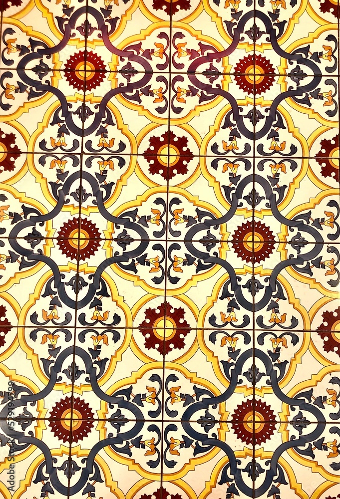 vintage tile pattern with flowers