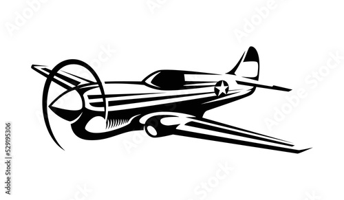 Canvas Print aircraft war-hawk in monochrome design