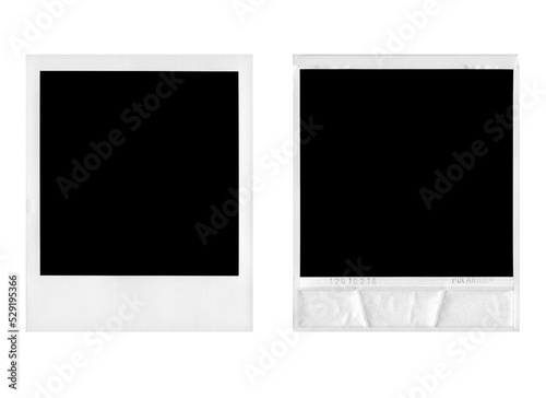Empty Polaroid photo frames on transparent background