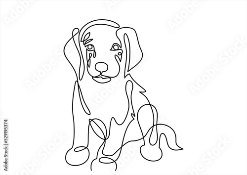 continuous line drawing of cute dog