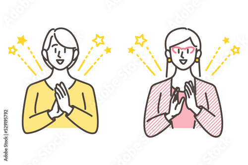 Vector illustration material of a business woman applauding with a smile