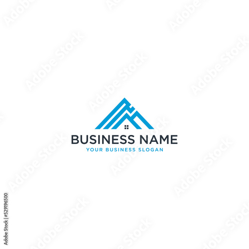 Letter RM, Mountain, and House Logo Design