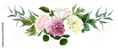 Lush roses bouquets with leaves © nurofina
