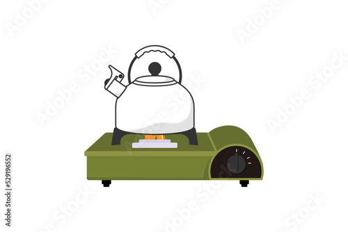 Portable stove and kettle vector illustration on white background