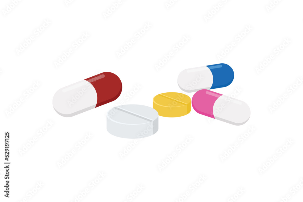 Isolated medicine pills and capsules icon Isolated medicine pills and capsules icon